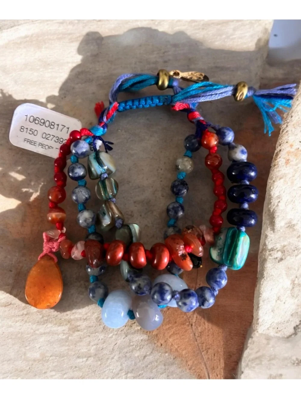Free People Beaded Semiprecious Stone Bracelet NWT